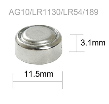 AG10 LR1130 LR54 189 battery size dimensions